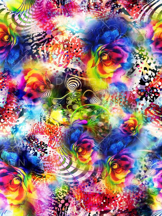 抽象花卉印花华亿平台图片