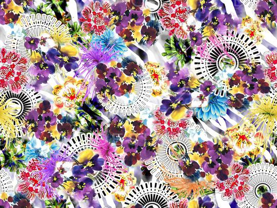 水彩花卉印花华亿平台图片