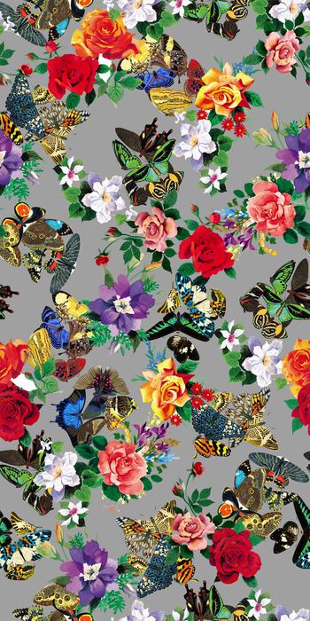 379173-手绘水彩花卉玫瑰花缤纷蝴蝶