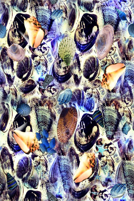 数码抽象贝壳男装女装印花华亿平台图片