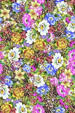 豹纹花贲印花华亿平台图片