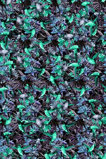 379307-WT432手绘风格雀鸟植物组合休闲