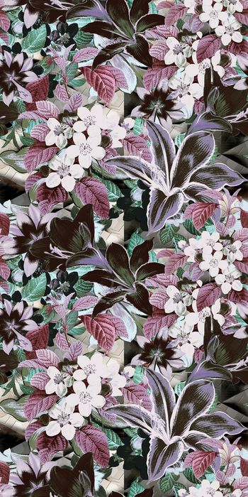 379327-WT434休闲暗夜花卉神秘几何手绘