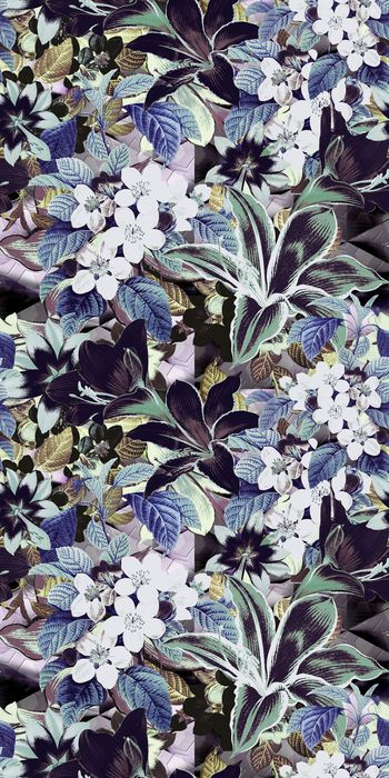 379328-WT434休闲暗夜花卉神秘几何手绘