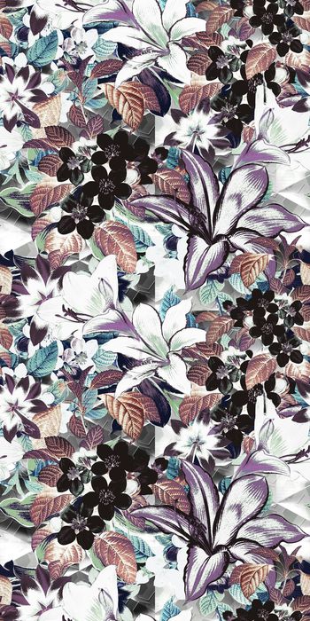 379330-WT434休闲暗夜花卉神秘几何手绘