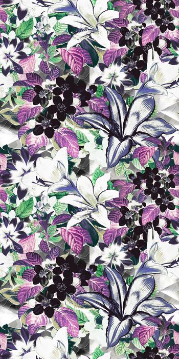 379331-WT434休闲暗夜花卉神秘几何手绘