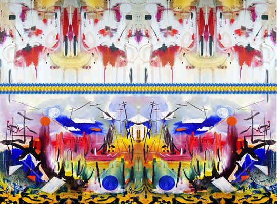 笔触色块印花华亿平台图片