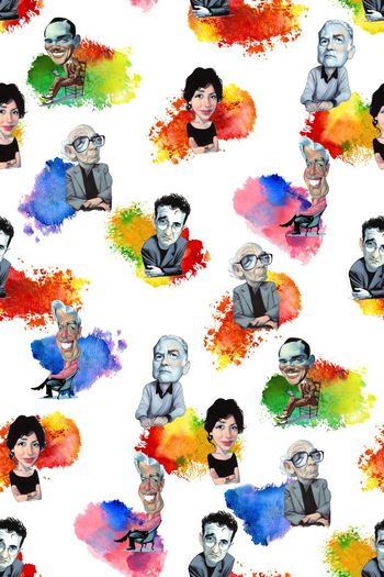 379615-流行时尚趣味名人头像插画水彩墨迹男