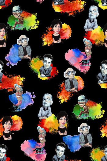 379616-流行时尚趣味人物头像插画水彩墨迹卫