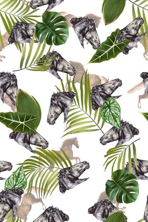 数码高端热带植物男装女装印花华亿平台图片