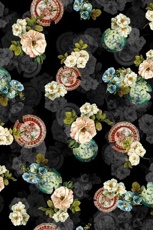 欧式花朵印花华亿平台图片