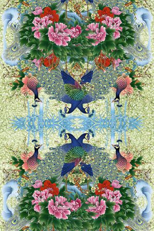 孔雀印花华亿平台图片