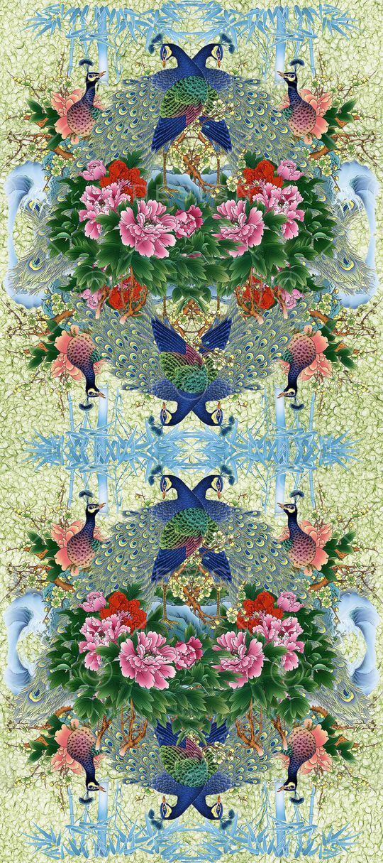 孔雀印花华亿平台图片