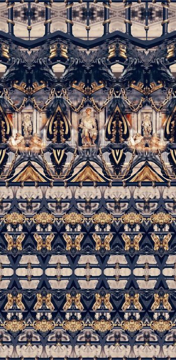 379818-欧洲铁艺纹饰金属立体马雕塑组合