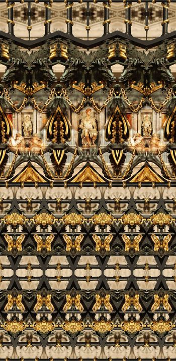 379819-欧洲铁艺纹饰金属立体马雕塑组合