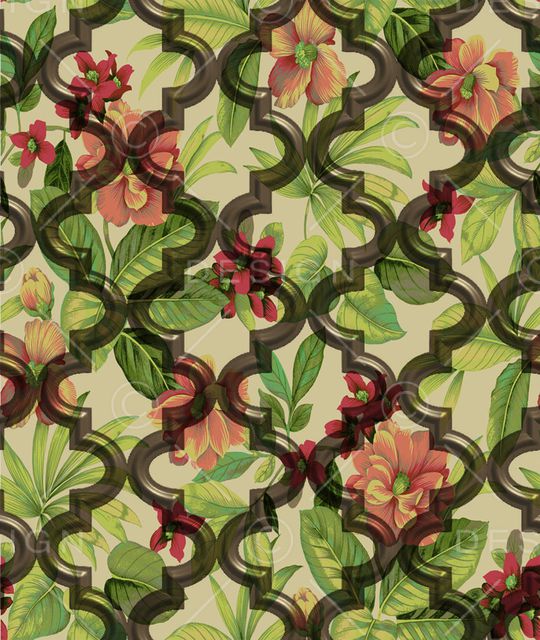 热带叶子印花华亿平台图片