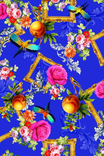 380057-画布！凤翔中的鲜花鹦鹉