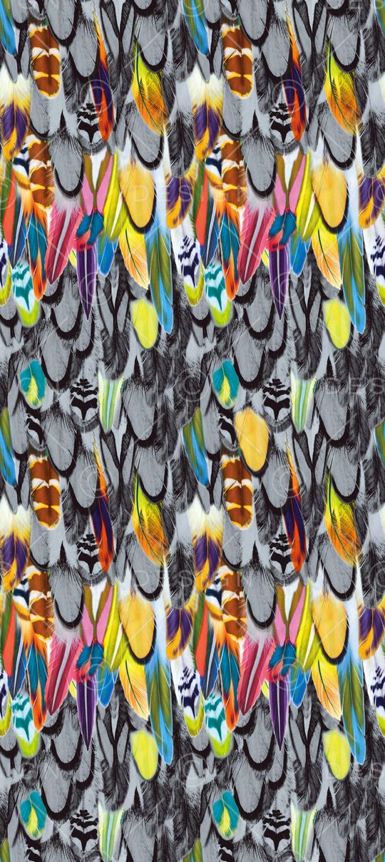 休闲黑灰羽毛印花华亿平台图片