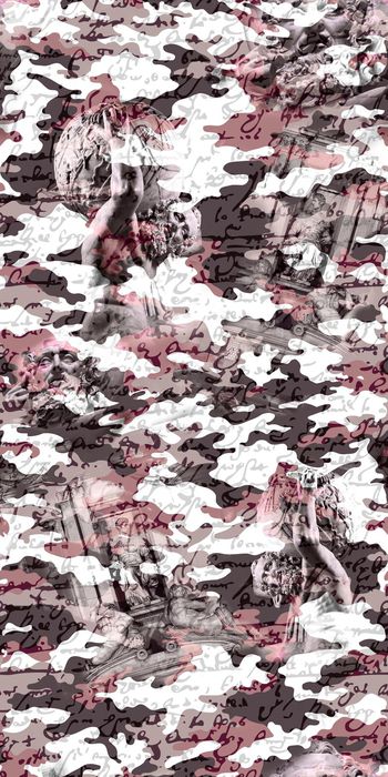 380334-复古迷彩字体与欧洲雕塑男衬衣女衬衫