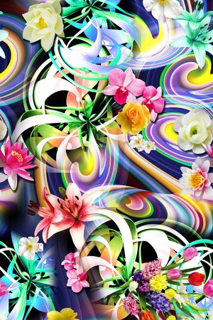 数码3D抽象花卉印花华亿平台图片