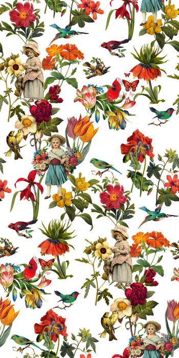 380711-欧式田园风手绘花卉植物牧羊姑娘花房