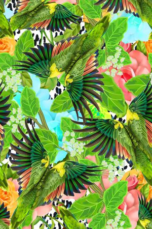 鹦鹉印花华亿平台图片