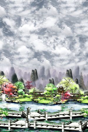 水墨印花华亿平台图片