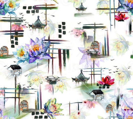 抽象笔触印花华亿平台图片