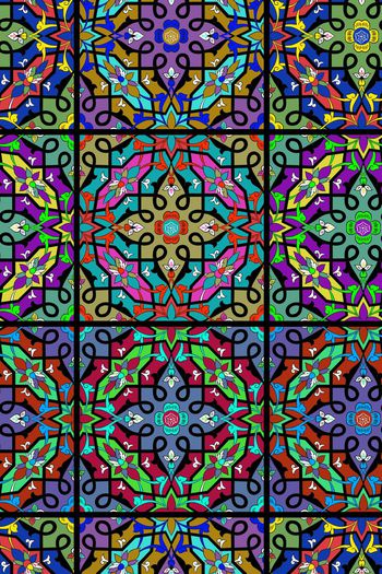 381171-民族风大牌风格手绘多彩欧式古典方格