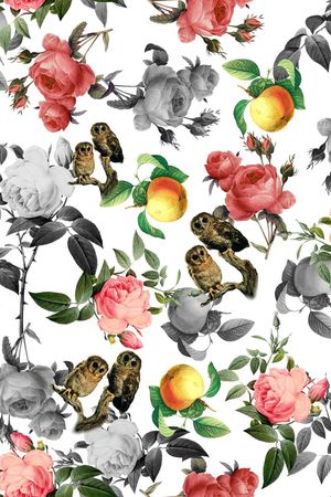 手绘花朵印花华亿平台图片