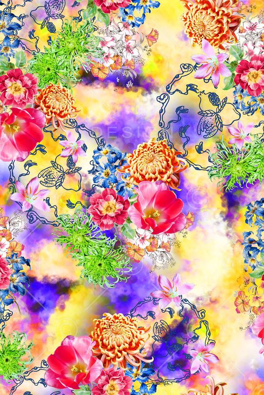 花卉印花华亿平台图片