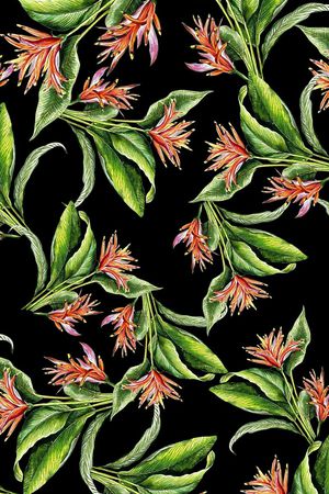 热带黑底印花华亿平台图片