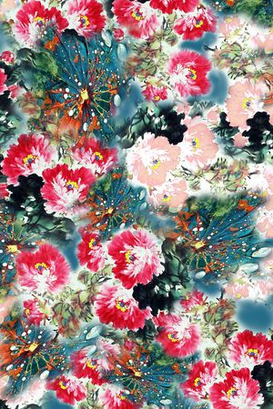 牡丹荷叶印花华亿平台图片