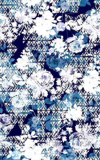 381537-蓝色玫瑰几何立体层次组合