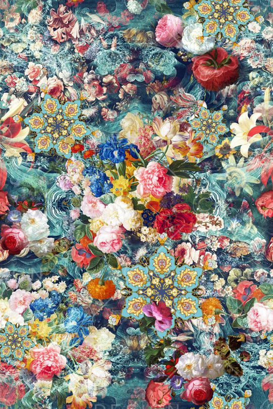 数码秋冬油画花卉男装女装印花华亿平台图片