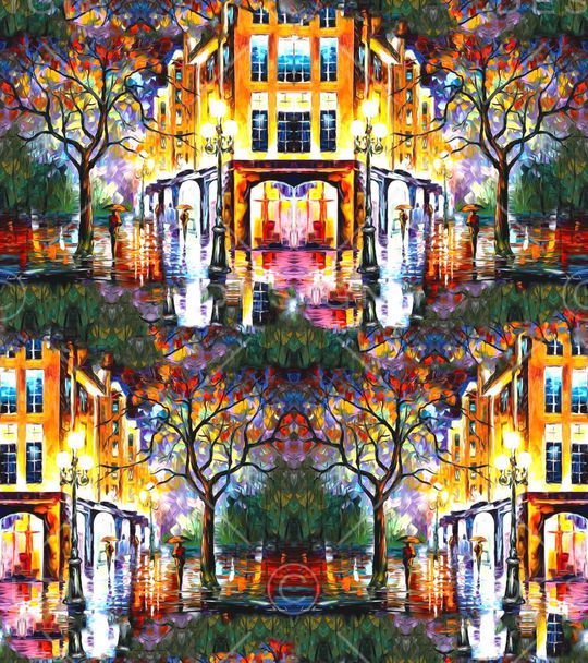 油画建筑印花华亿平台图片