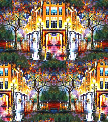 油画建筑印花华亿平台图片