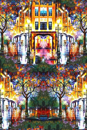 油画建筑印花华亿平台图片