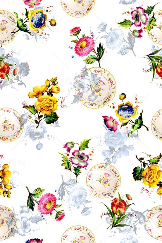 数码 中国风手绘花卉印花华亿平台图片