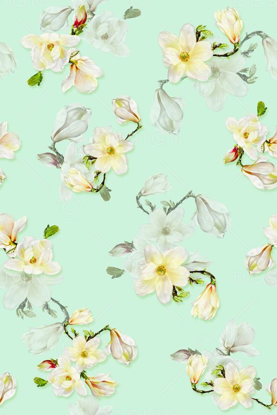 数码淡雅玉兰花印花华亿平台图片