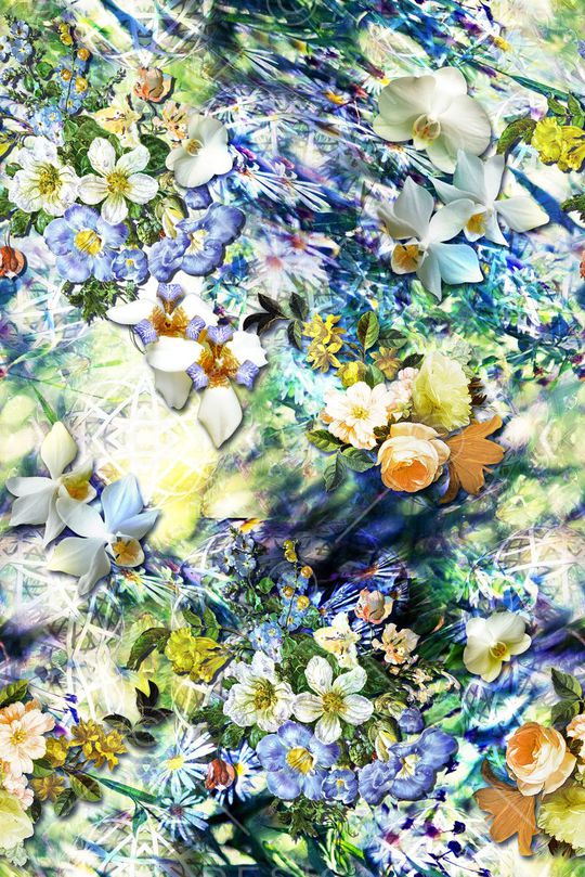 数码花卉女装印花华亿平台图片