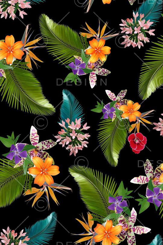 热带风情印花华亿平台图片