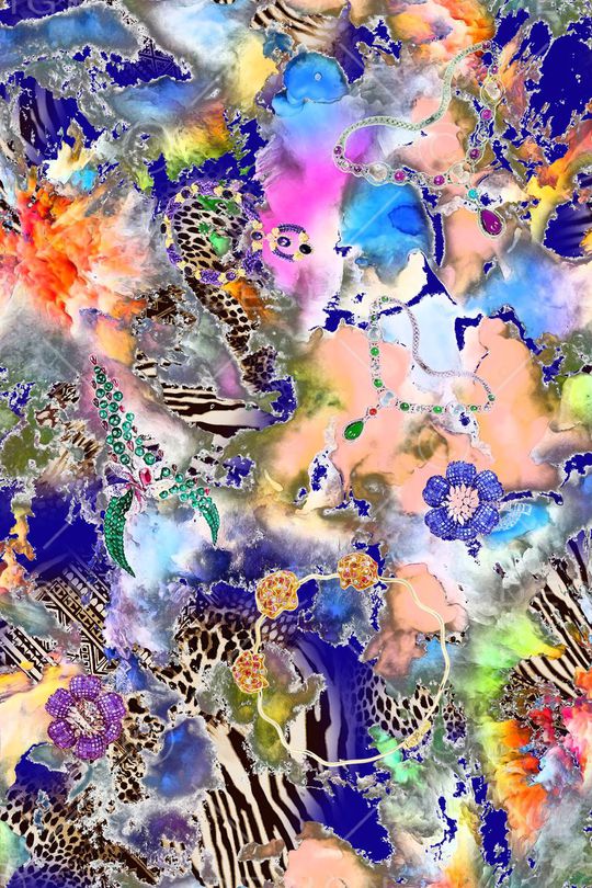 豹纹珠宝印花华亿平台图片