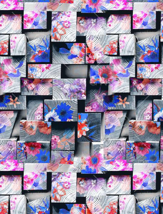 几何 立体 花卉印花华亿平台图片