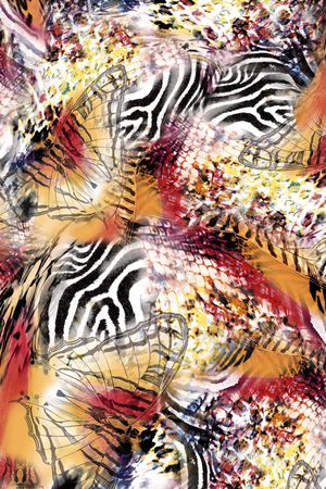 蛇皮纹蝴蝶印花华亿平台图片