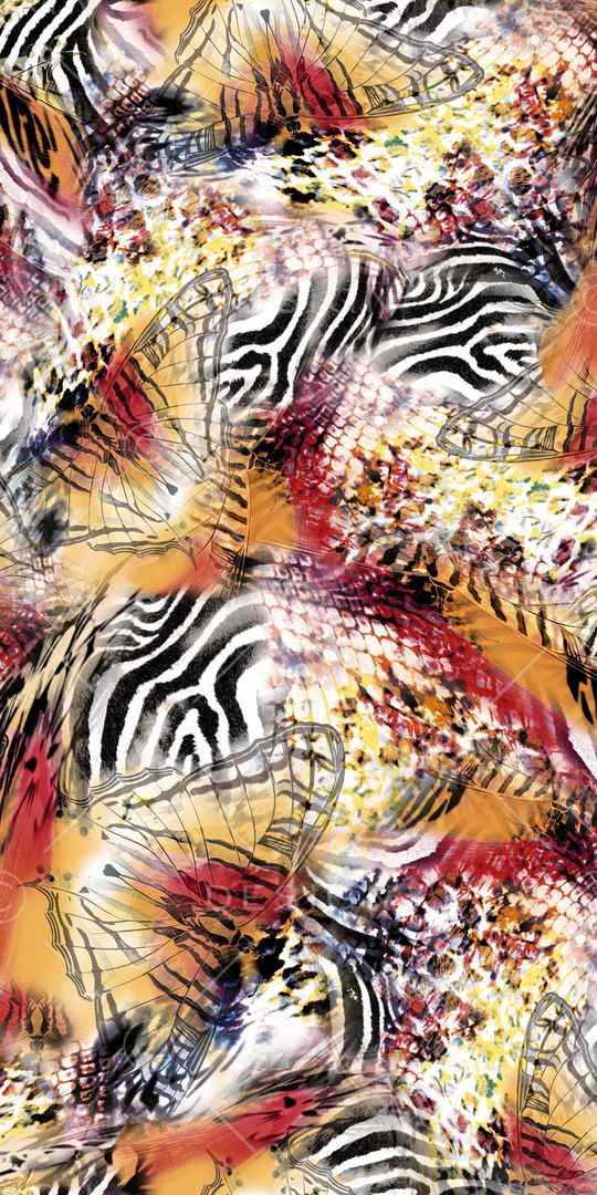 蛇皮纹蝴蝶印花华亿平台图片