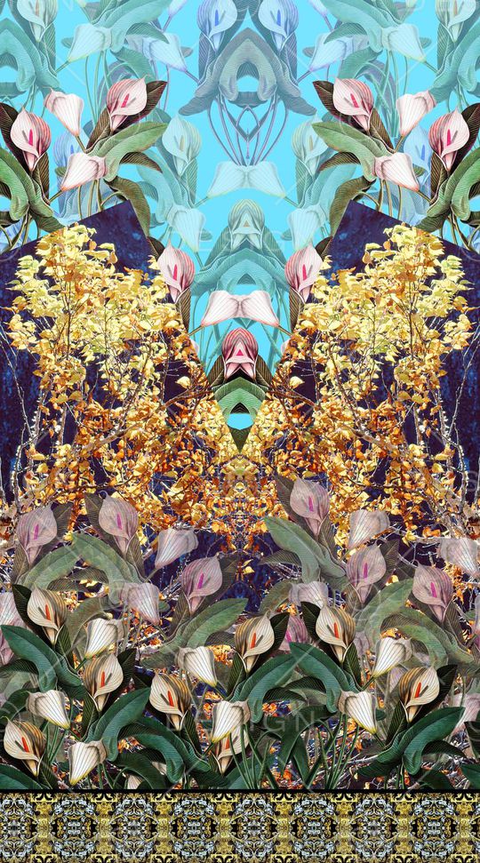 风景花卉定位印花华亿平台图片