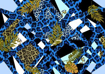 383462-多色豹纹 高跟鞋热带植物 元素