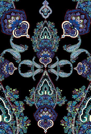 383644-WT444定位民族欧式腰果净色底花