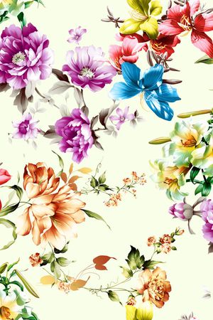 手绘 大花绘 组合印花华亿平台图片